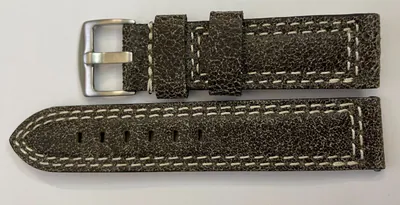 24 mm Echt Leder Uhrenarmband grau mit weisser Naht ausgezeichnete Qualität – neu – Uhren & Schmuck – Foto 1 von 3