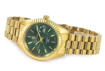CAVADINI Herrenuhr Leonardo CV-330J Datum Lupe Edelstahl gold-grün Klassiker – gebraucht, wie neu – Uhren & Schmuck – Foto…