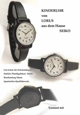 Lorus schwarze Kinderuhr deutliche Uhr zum Lesenlernen gut geeignet Schulanfang – gebraucht, wie neu – Uhren & Schmuck