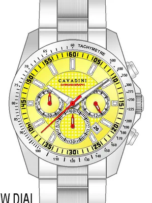 Herrenuhr CAVADINI Chronograph Datum Edelstahl sportlich gelb CV-890 42 mm – gebraucht, wie neu – Uhren & Schmuck – Foto 1…