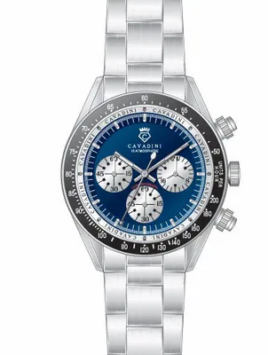 Unisex Chronograph CAVADINI Army-Style CV-464 Blau Edelstahl Flieger-Style – gebraucht, wie neu – Uhren & Schmuck