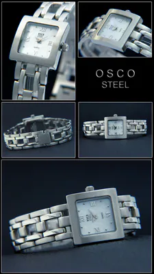 Leichte Damenuhr OSCO, komplett Edelstahl, Zifferblatt weiss-römisch, 21mm – gebraucht, wie neu – Uhren & Schmuck