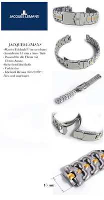 Jacques Lemans Uhrenarmband Edelstahl Spezialansatz bicolor – gebraucht, wie neu – Uhren & Schmuck – überwiegend weiß