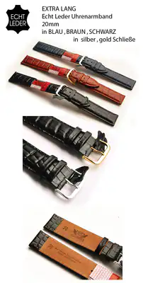 12 mm XL ECHTES-LEDER UHRENARMBAND ALU-SCHLIESSE EXTRA LANG BRAUN KROKO PRÄGUNG – neu – Uhren & Schmuck – Foto 1 von 2