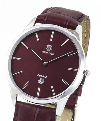 Business Klassisch CAVADINI Herrenuhr Edelstahl 42 mm weinrot mit Datum CV-2969 – gebraucht, wie neu – Uhren & Schmuck…