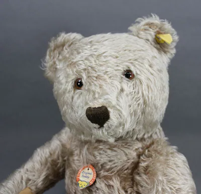 Steiff Original Teddy 50 cm caramel Knopf, Schild, Fahne 5350,02 – gebraucht, gut – Sonstiges – überwiegend grau – Foto 1…