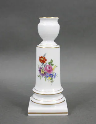 Meissen Kerzenleuchter Blumen und Insekten, bunt, Goldrand, Goldstaffage 1. Wahl – gebraucht, gut – Sonstiges – Foto 1 von 3