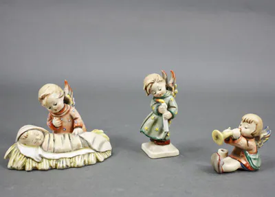 W. Goebel alte Hummelfiguren 1935-1949 + Weihnachtskarte + Schornsteinfeger – gebraucht, gut – Sonstiges – überwiegend grau…