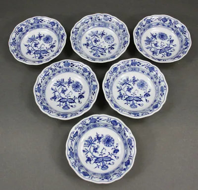 Meissen 6x Kompottschüssel 1. Wahl Zwiebelmuster – gebraucht, gut – Sonstiges – überwiegend grau – Foto 1 von 3