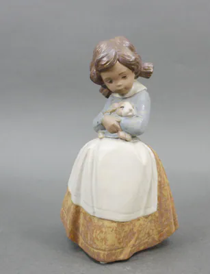 Lladró Porzellan Figur "Mädchen mit Hase" 2094 – gebraucht, gut – Sonstiges – überwiegend grau – Foto 1 von 3