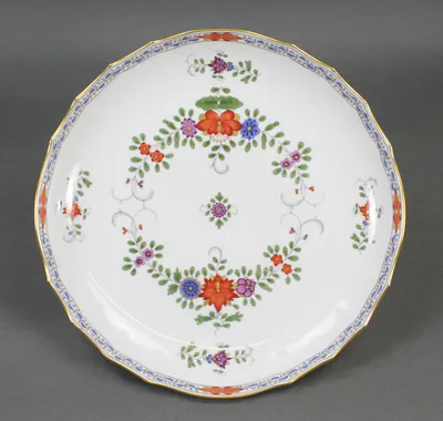 Meissen Kuchenschale 28 cm 1.Wahl - Indische Blumenmalerei Kupferfarben 451110 – gebraucht, gut – Sonstiges – überwiegend…