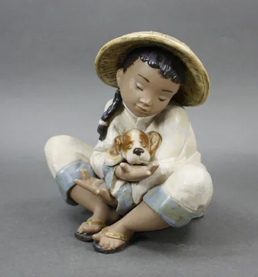 Lladró Porzellan Figur "boys best friend" 2226 – gebraucht, gut – Sonstiges – überwiegend grau – Foto 1 von 4