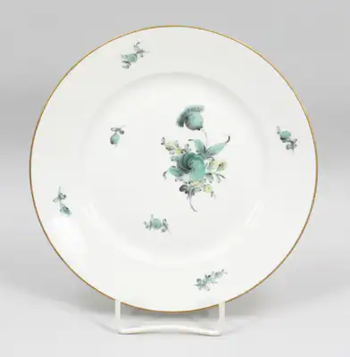 Nymphenburg Teller 1. Wahl 19 cm Blumen kupfergrün 1713 Form 920 (8) – gebraucht, gut – Sonstiges – Foto 1 von 2