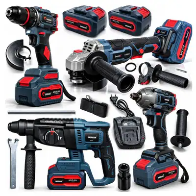 Akku Werkzeug Set 4in1 48V Schlagschrauber Bohrhammer Winkelschleifer 2x 5Ah – neu – Sonstiges – überwiegend weiß – Foto 1…