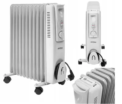 Ölradiator Ölheizkörper Elektroheizung 2500W 3 Stufen Thermostat Rollen Mobil – neu – Sonstiges – überwiegend weiß – Foto 1…