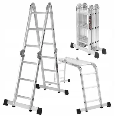 Mehrzweckleiter 4x3 Klappleiter Gelenkleiter Ausziehbar Aluleiter mit Plattform – neu – Sonstiges – überwiegend weiß – Foto…