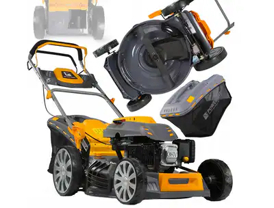 Benzin Rasenmäher mit Antrieb 51cm 7PS 173cc Mulcher Seitenauswurf Fangkorb – neu – Sonstiges – überwiegend weiß – Foto 1…