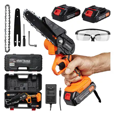 Akku Kettensäge 21V Mini Kettensäge 6 Zoll 2x Akku Gartensäge Holz – neu – Sonstiges – überwiegend weiß – Foto 1 von 4