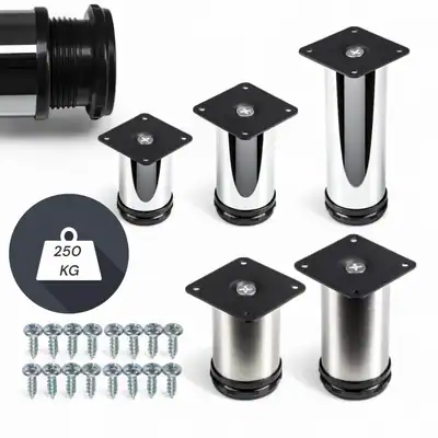 4 x Möbelfüße verstellbar EDELSTAHL Ø50mm Sofafuß Küchenfuß Sockelfüße Bettfüße – neu – Sonstiges – überwiegend weiß – Foto…