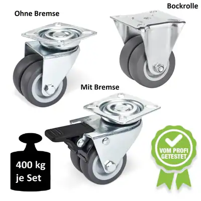 Möbelrollen Schwerlastrollen Lenkrollen Strandkorbrollen Ø 50 mm 400 kg SOTECH – neu – Sonstiges – überwiegend weiß – Foto…