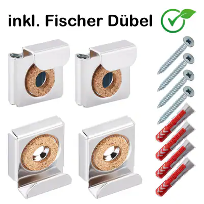 Spiegelhalterung Spiegelklemme Set Chrom bis 15 kg / Für 6 mm Stärken / SOTECH – neu – Möbel – überwiegend weiß – Foto 1…