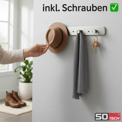 Hakenleiste Edelstahl Garderobenhaken 3-fach Wandhaken Kleiderhaken Jacke Hut – neu – Möbel – überwiegend silber – Foto 1…