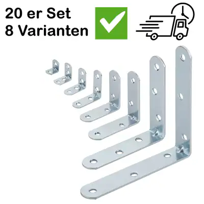 Möbelverbinder 20er Set Stahl verzinkt mit Sicke abgerundet Eckwinkel von SOTECH – neu – überwiegend weiß – Foto 1 von 3