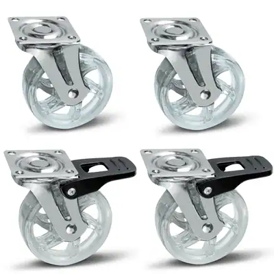 4er Set Möbelrolle Shift Ø 75 mm Transparent 2 ohne Bremse 2 mit Bremse – neu – Sonstiges – überwiegend weiß – Foto 1 von 5