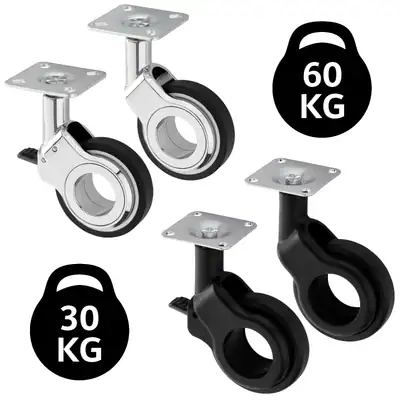 Möbelrolle Designrolle Lenkrolle Ø 60 mm Chrom poliert / schwarz SOTECH – neu – Foto 1 von 5