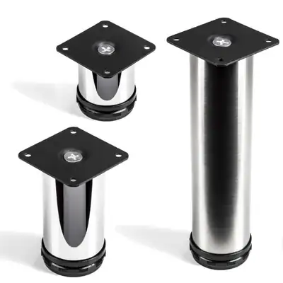 4 x Möbelfuß Möbelfuß JOHN Ø 50 mm H: 60,100,120,200 mm Edelstahl, Chrom B-Ware – gebraucht, gut – überwiegend weiß – Foto…