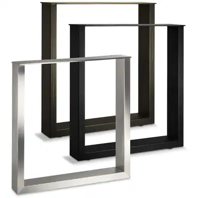 Tischgestell KUFE 720 x 700 mm Edelstahl, Schwarz matt, Stahl Vintage Look – gebraucht, gut – Möbel