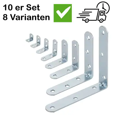 Möbelverbinder 10er Set abgerundet Stahl verzinkt mit Sicke Eckwinkel von SOTECH – neu – überwiegend weiß – Foto 1 von 3