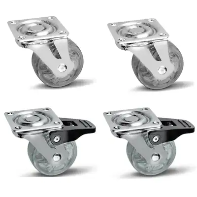 4er Set Möbelrollen Shift Ø 50 mm Transparent 2 x ohne Bremse 2 mit Bremse – neu – Sonstiges – überwiegend weiß – Foto 1…
