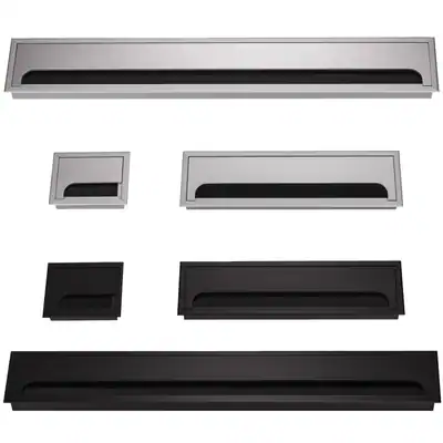 KÖNIG Kabeldurchführung Pye Aluminium eckig Schwarz oder Silber eloxiert – neu – Möbel – Foto 1 von 5