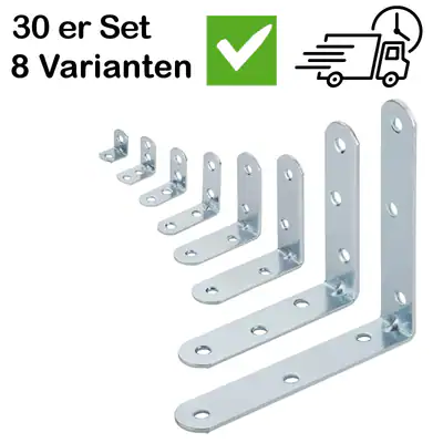 Möbelverbinder Eckwinkel abgerundet mit Sicke 30er Set Stahl verzinkt von SOTECH – neu – überwiegend weiß – Foto 1 von 3