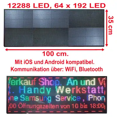 LED WIFI Laufschrift Schild 100x35 cm RGB Lauftext programmierbar App Steuerung – neu – Handys & Telefone – überwiegend…