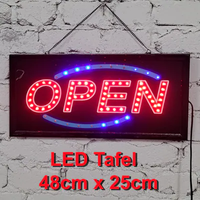 LED OPEN Schild Werbeschild 48x25 cm Leuchtschild Reklame für Laden & Geschäft – neu – Handys & Telefone – überwiegend silber