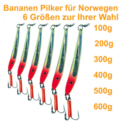 Bananen Pilker für Norwegen Heilbutt Dorsch 100 - 600g Leuchtpilker Meerespilker – neu – Handys & Telefone – überwiegend…