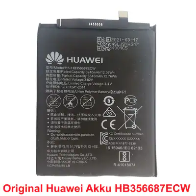 Original Huawei Akku HB356687ECW für P30 Lite Mate 10 Lite Nova 2+ Honor 7X – gebraucht, gut – Sonstiges – überwiegend weiß