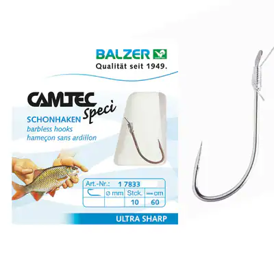 Balzer Camtec Speci gebunden Haken | Schonhaken silber 60cm | Vorfach 10 Stk. – neu – Sonstiges