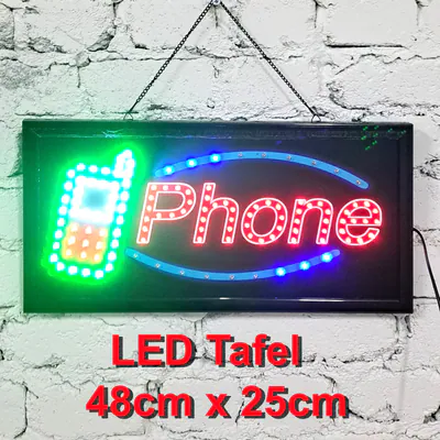 Lichtschild Werbeschild LED PHONE 48x25cm Licht Werbetafel Schild LED-Tafel – neu – Sonstiges – überwiegend beige – Foto 1…