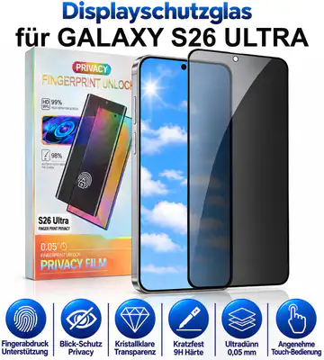 Panzerfolie Blickschutz für Galaxy S26 Ultra Schutzglas Sichtschutz Privacy Glas – neu – Sonstiges – überwiegend weiß…
