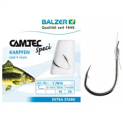 Balzer Camtec Speci gebunden Haken | Karpfen extra stark schwarz 70cm | 10 Stk. – neu – Sonstiges