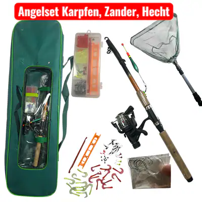 Angelset Hecht Zander Karpfen Forelle 2,1 m mit Tasche – Komplettset 32 Teile – neu – Sonstiges – überwiegend weiß – Foto 1…