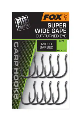 Fox Carp Hooks PTFE - Super Wide Gape Outturned EyeKarpfen Haken 10 Stk Angeln – neu – Sonstiges – überwiegend weiß – Foto…