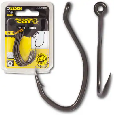 Black Cat Mega Hook DG Coating Wels Waller Haken Einzelhaken 6 Stk. Angelhaken – neu – Sonstiges – überwiegend weiß