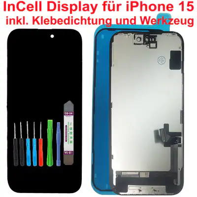 Display für iPhone 15 LCD InCell Bildschirm SCHWARZ Black + Klebepad + TOOL – neu – Handys & Telefone