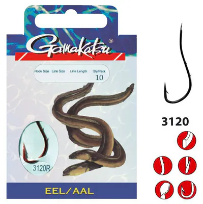 Gamakatsu Booklet Eel 3120N | 75cm Vorfach gebundene Einzel Haken Aal Wurm
