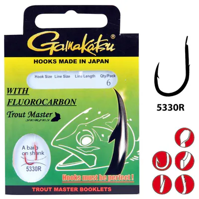 Gamakatsu Booklet Trout Master 5330R FC | 60cm Vorfach gebundene Haken Forelle