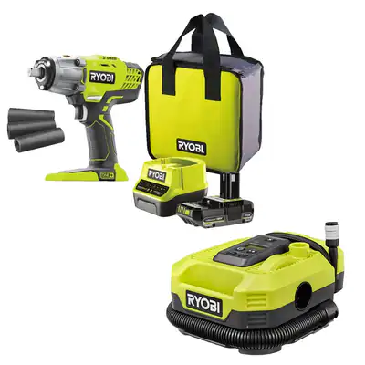 Ryobi Reifenwechsel-Set, Akku-Schlagschrauber, Akku Kompressor, Reifenwechsel – neu – Sonstiges – überwiegend weiß – Foto 1…